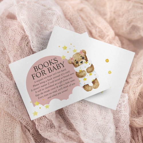 Over The Moon Girl Teddy Bear Pink Books for Baby Enclosure Card