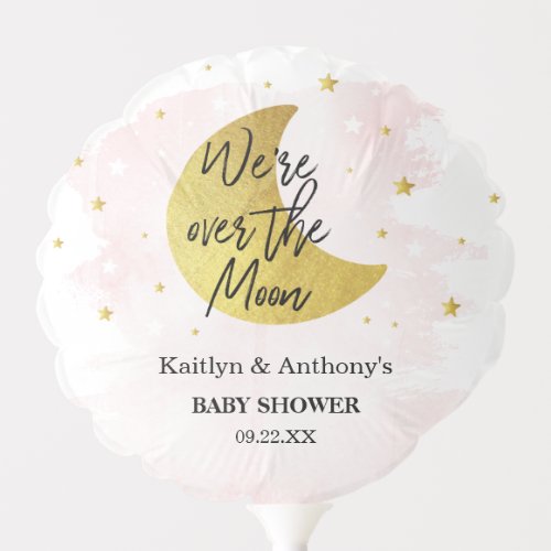 Over The Moon  Girls Baby Shower Balloon