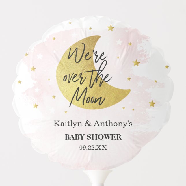 Over The Moon | Girls Baby Shower Balloon (Front)