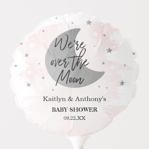 Over The Moon  Girls Baby Shower Balloon