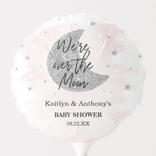 Over The Moon  Girls Baby Shower Balloon