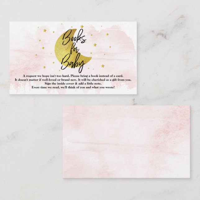 Over The Moon | Girls Baby Shower Books For Baby Enclosure Card (Front/Back)