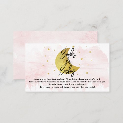 Over The Moon  Girls Baby Shower Books For Baby Enclosure Card