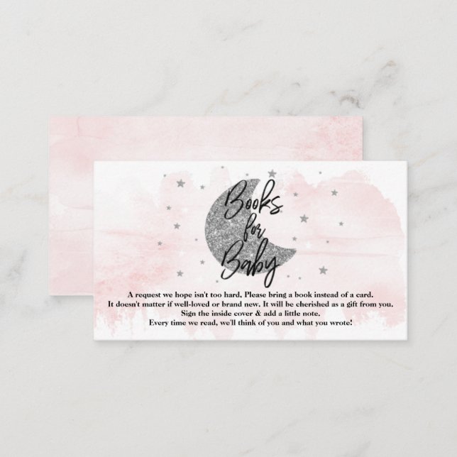 Over The Moon | Girls Baby Shower Books For Baby Enclosure Card (Front/Back)