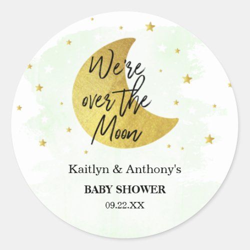 Over The Moon  Girls Baby Shower Classic Round St Classic Round Sticker