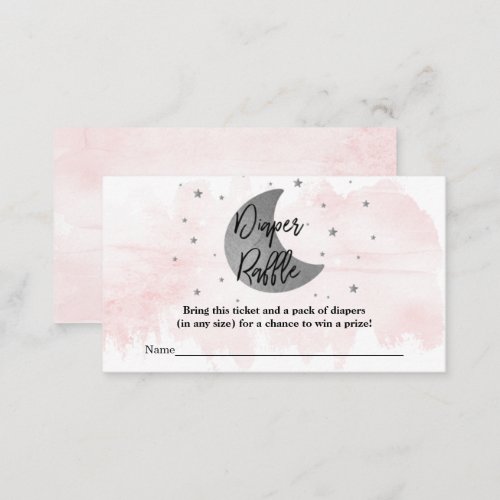 Over The Moon  Girls Baby Shower Diaper Raffle Enclosure Card