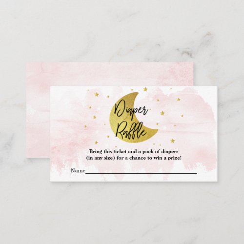 Over The Moon  Girls Baby Shower Diaper Raffle Enclosure Card