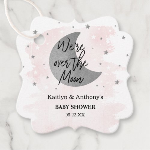 Over The Moon  Girls Baby Shower Favor Tags