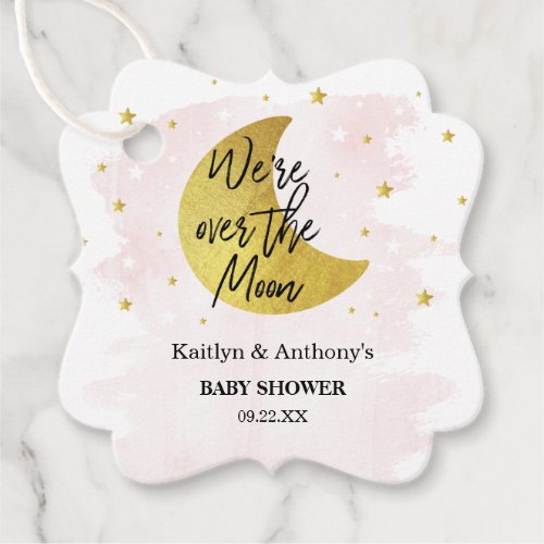 Over The Moon  Girls Baby Shower Favor Tags