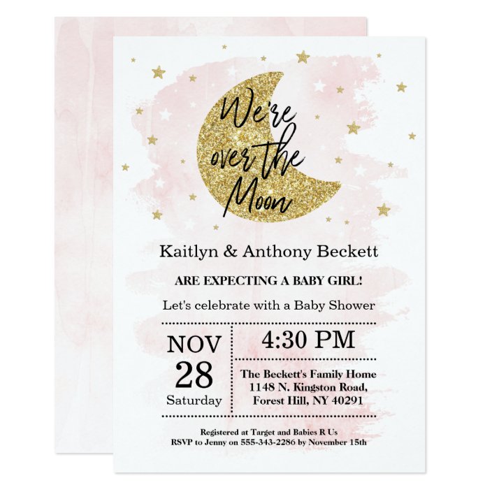 over the moon baby shower invitations