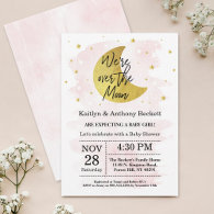 Over The Moon | Girls Baby Shower Invitation