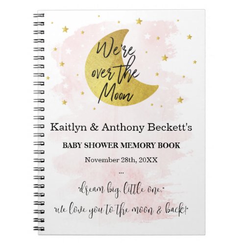 Over The Moon  Girls Baby Shower Memory Book