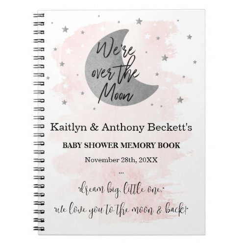 Over The Moon  Girls Baby Shower Memory Book