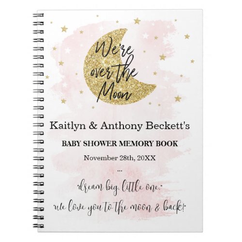 Over The Moon  Girls Baby Shower Memory Book