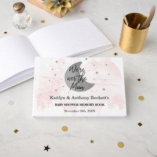 Over The Moon Girls Baby Shower Memory Guest Book