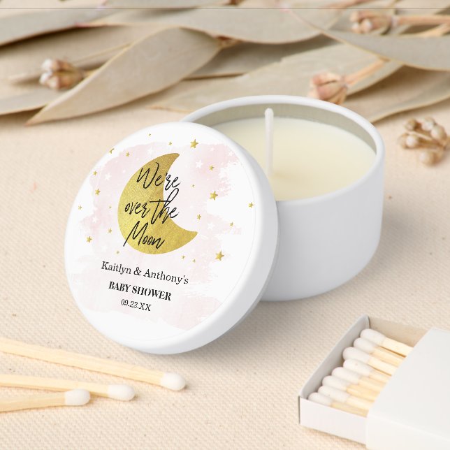 Over The Moon | Girls Baby Shower Mini Candle Favors (Insitu)