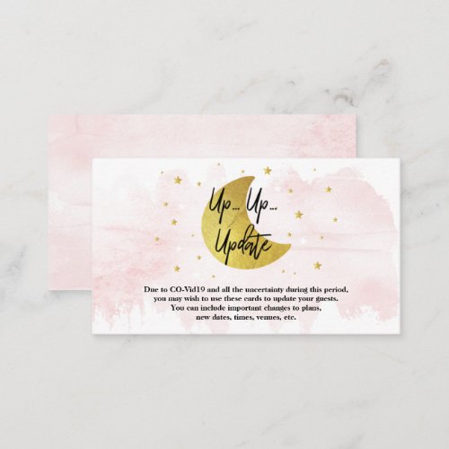 Over The Moon  Girls Baby Shower Update Cards