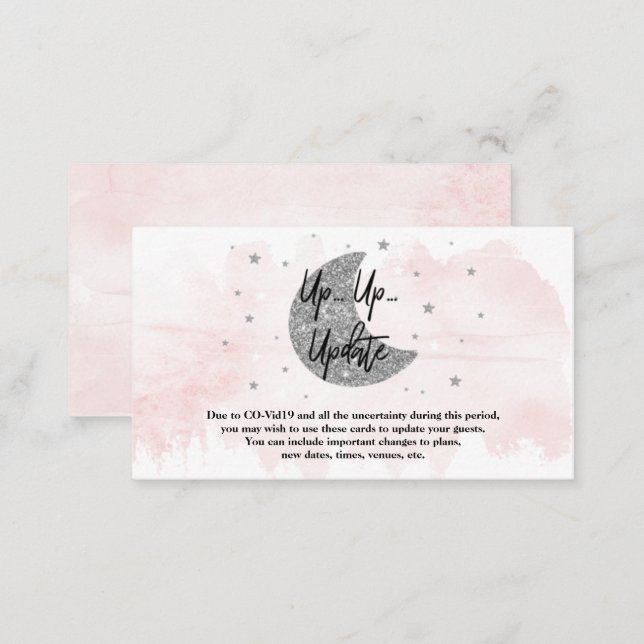 Over The Moon | Girls Baby Shower Update Cards (Front/Back)