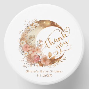 Over the moon gold boho baby shower thank you mini candle favors