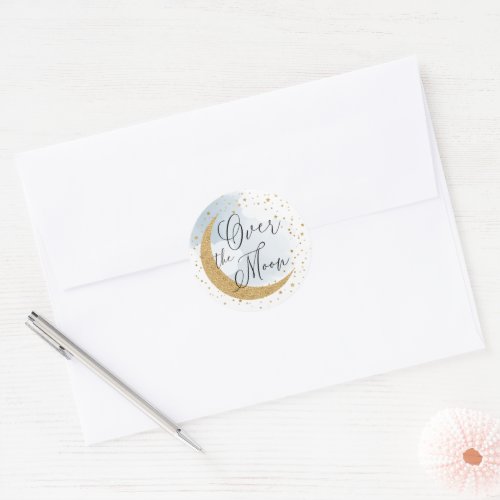 Over the Moon Gold Glitter Blue Envelope Seal