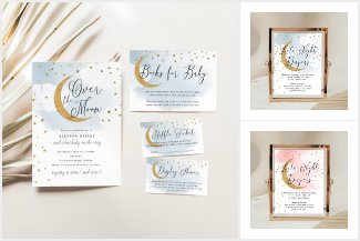Over the Moon, Gold Glitter Moon and Stars
