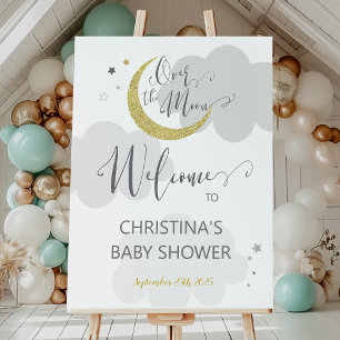 Over the Moon Gold Gray Gender Neutral Foam Board