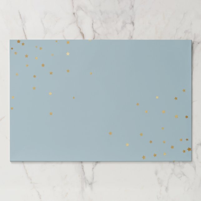 Over the Moon Gold Star Confetti Blue Placemat (Front)