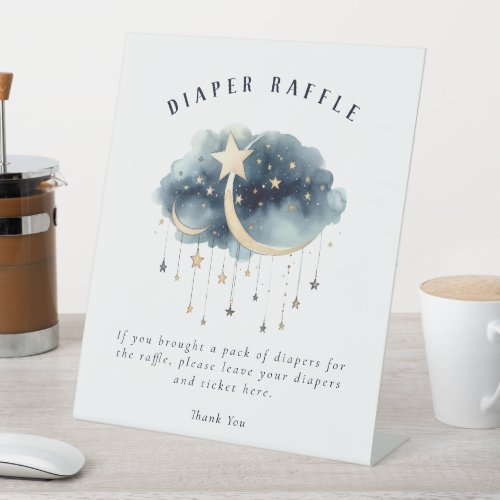 Over the Moon Gold Stars Baby Shower Diaper Raffle