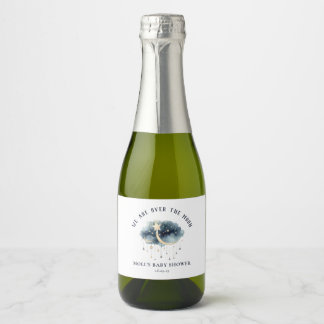 Over the Moon Gold Stars Baby Shower Sparkling Wine Label