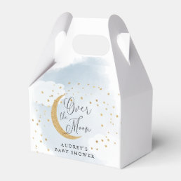 Over the Moon Gold Stars Blue Baby Shower Favor Boxes