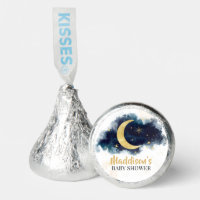 Over the Moon Gold Stars Blue Baby Shower