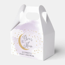Over the Moon Gold Stars Purple Baby Shower Favor Boxes