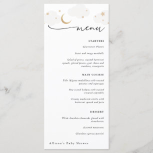 Over the Moon Gray and Gold Baby Shower Menu