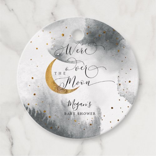 Over The Moon Gray Sky Baby Shower Favor Tags
