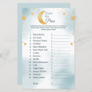 Over the Moon Guess the Price Boy Baby Shower Game