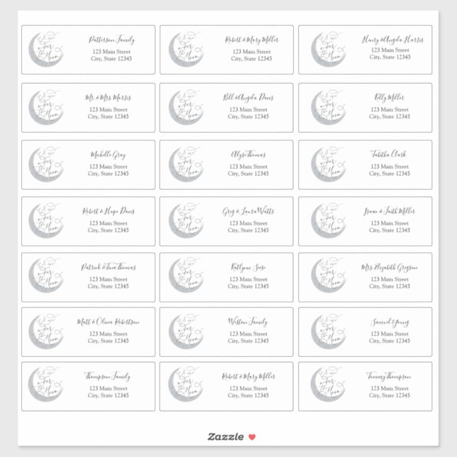 Over the Moon Guest Address Envelope Stickers (Sheet)