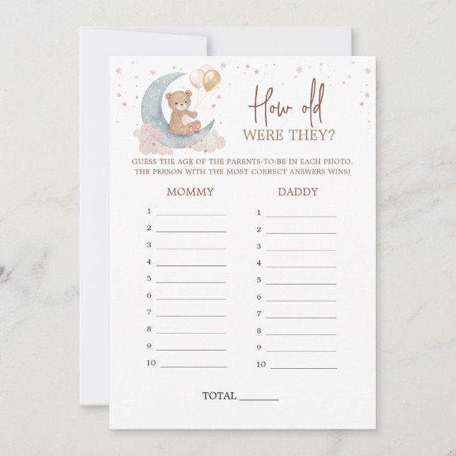 Over the Moon How old were they Game Card (Front)