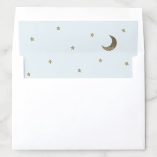 Over the Moon Light Blue & Gold Baby Shower Envelope Liner