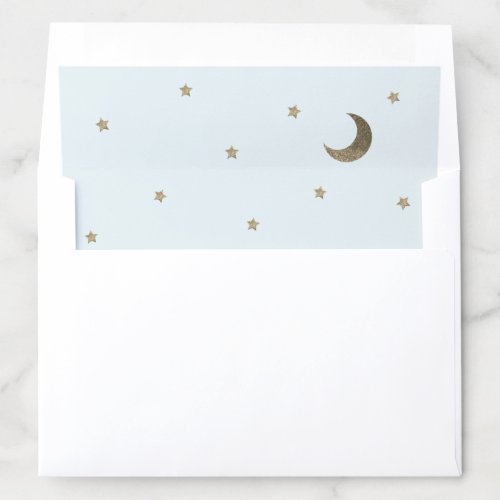 Over the Moon Light Blue  Gold Baby Shower Envelope Liner