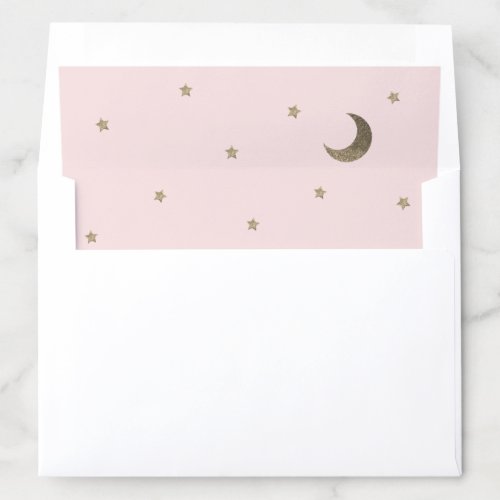 Over the Moon Light Pink  Gold Baby Shower Envelope Liner