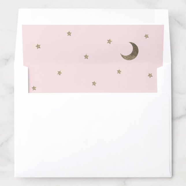 Over the Moon Light Pink & Gold Baby Shower Envelope Liner (In Envelope)