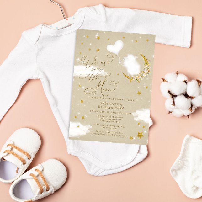 Over the Moon Little Lamb Balloon Baby Shower Invitation (Creator Uploaded)