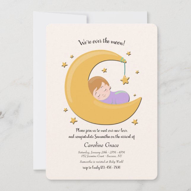 Over the Moon Meet and Greet Invitation (Front)