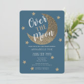 Over the Moon Midnight Blue Baby Shower Invitation (Standing Front)