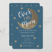 Over the Moon Midnight Blue Baby Shower Invitation (Front/Back)
