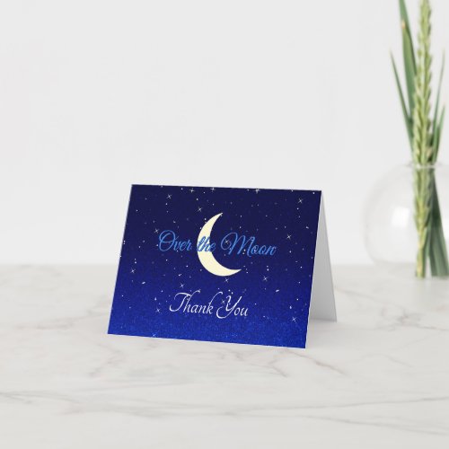 Over the Moon Midnight Blue Baby Shower Thank You Card