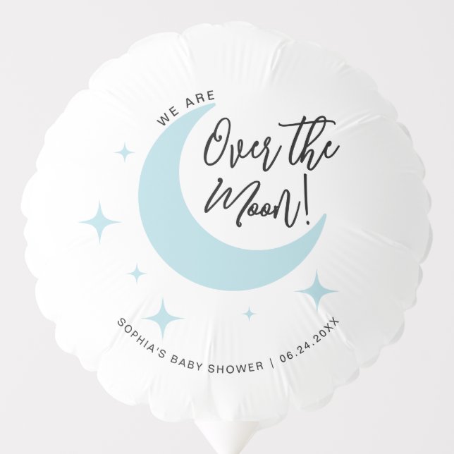 Over the Moon Modern Baby Shower Custom Balloon (Front)