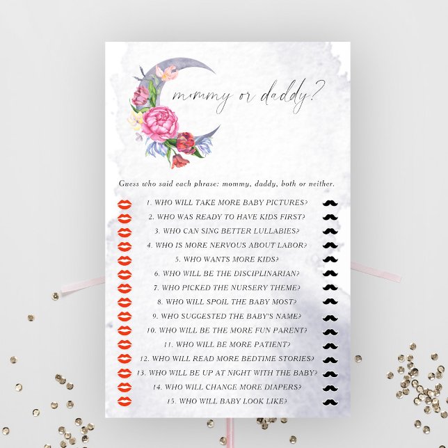 Over the Moon - Mommy or daddy baby shower game (Creator Uploaded)