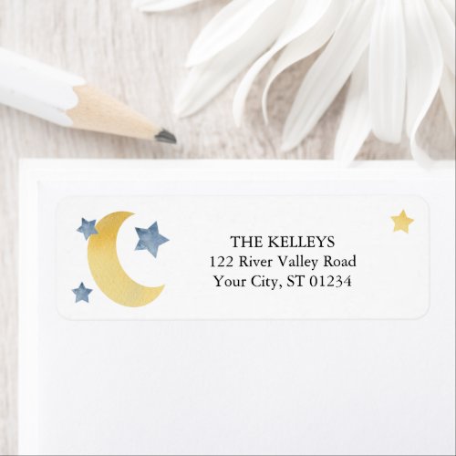Over the Moon Moon and Stars Return Address Label