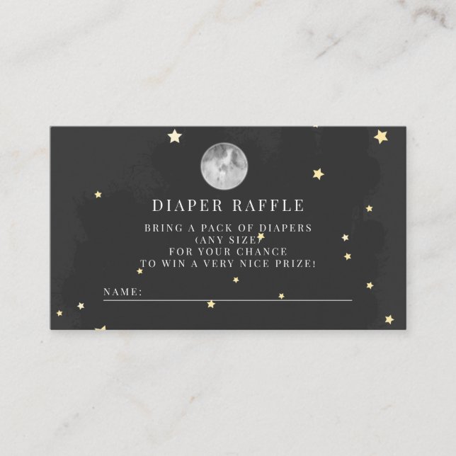 Over The Moon | Moon & Stars | Diaper Raffle Enclosure Card (Front)